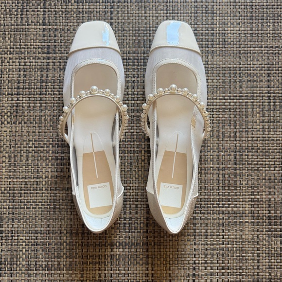 Dolce Vita Rollin Pearl Strap Mesh Patent Ballet Flats size 9 white - Picture 2 of 6